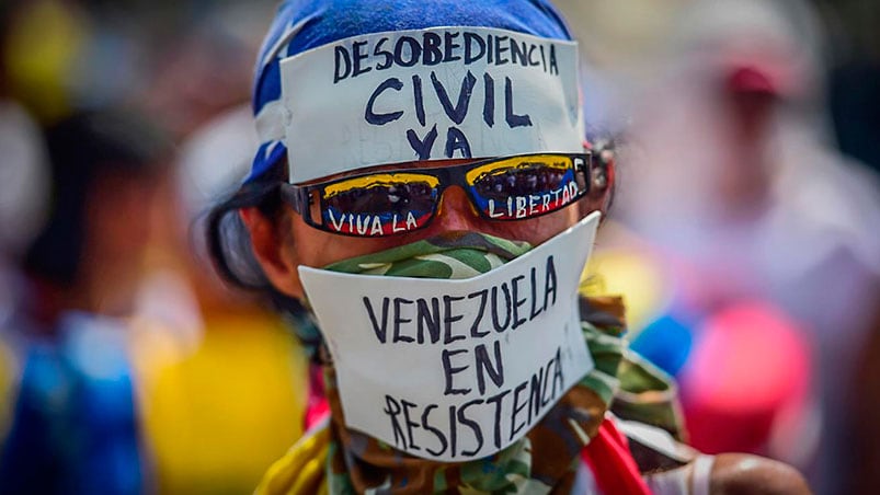 Masiva marcha opositora en Venezuela.  Foto: AFP.