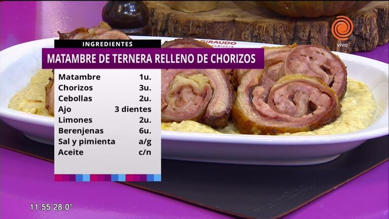 Matambre relleno de chorizos