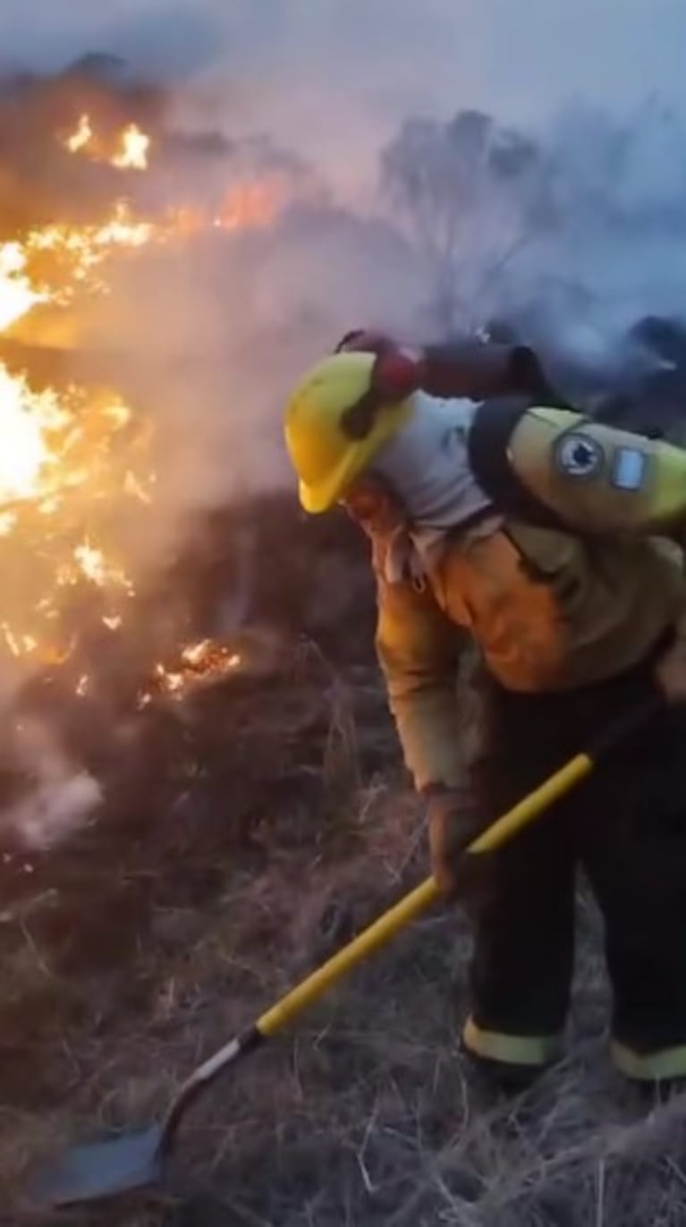 Matías Soria estuvo apagando el incendio en la zona de La Granja.