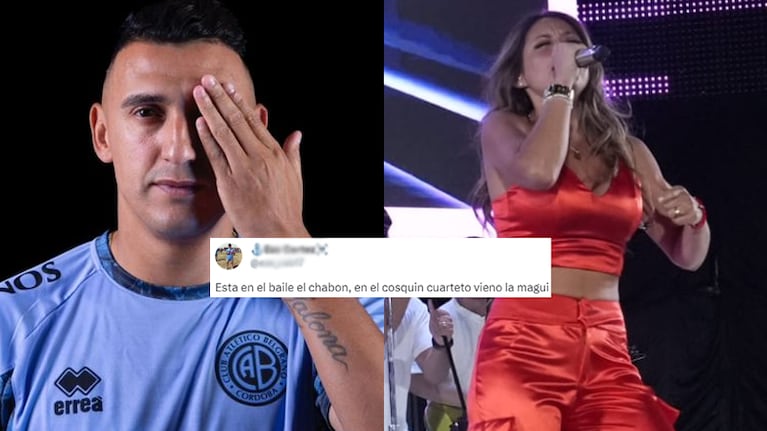Matías Suárez fue al show de Magui Olave y algunos hinchas de Belgrano reprobaron su conducta.