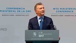 Mauricio Macri disertando en la conferencia de la OMC. 