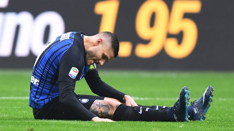 Mauro Icardi se lesionó en el partido del Inter. 