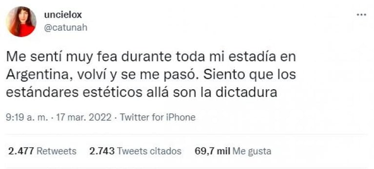 “Me sentí muy fea”, vino a Córdoba a visitar a su familia y se volvió decepcionada a Barcelona