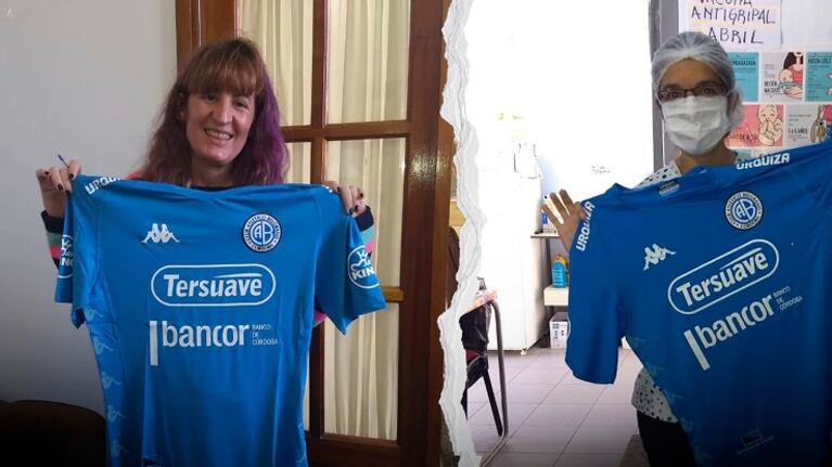 Médicos y enfermeras recibieron camisetas de Belgrano.