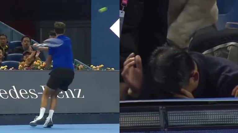 Medvedev le pegó un pelotazo en la cara a un espectador en el China Open y fue descalificado: el video