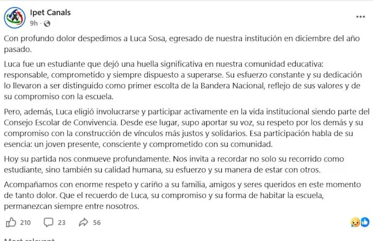 MEnsaje de Ipet de Canals