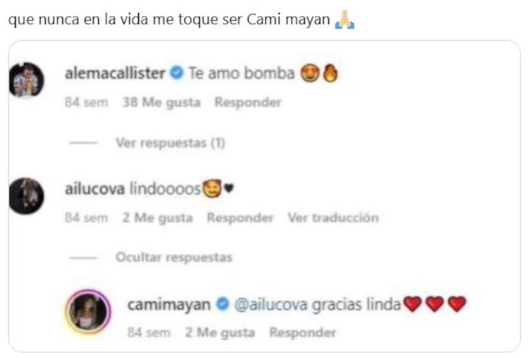 Mensajes entre Cami mayan y Ailucova