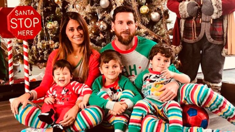 Messi, Antonella y sus hijos en Navidad.
