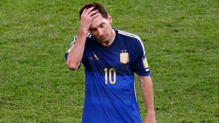 Messi con la camiseta alternativa tras perder la final del Mundial 2014.