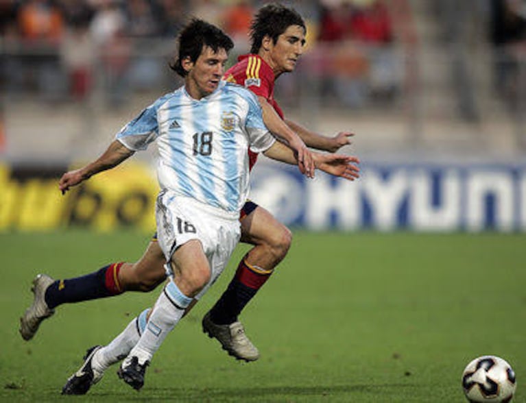 Messi contra España en el Mundial Sub-20 de 2005.