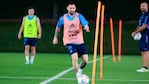 Messi durante la práctica del lunes en la Universidad de Qatar.