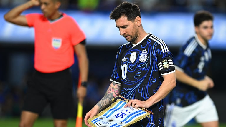 Messi en la previa ante Zambia.