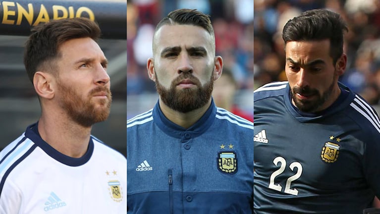 Messi, Otamendi y Lavezzi, tres representantes de la barba. 