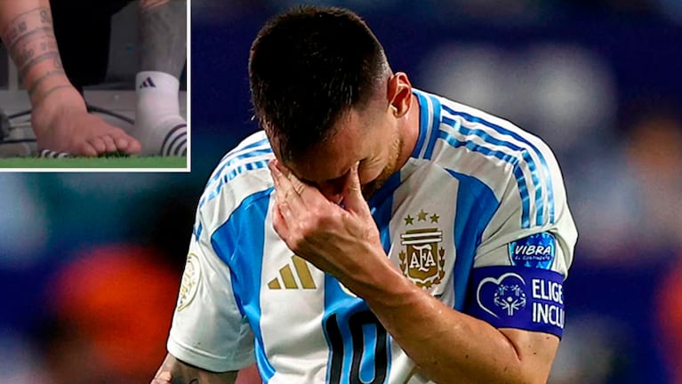 Messi salió reemplazado en la final de Copa América por la lesión en el tobillo derecho.