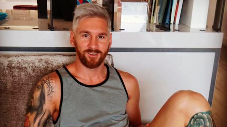Messi se animó al rubio platinado.
