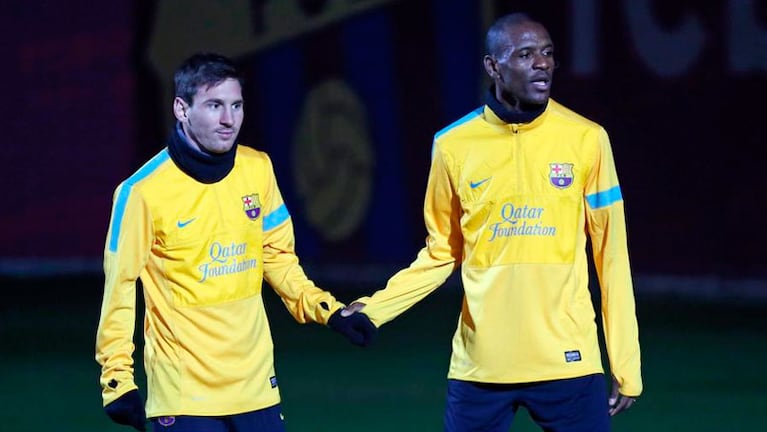 Messi y Abidal en 2013, tras la recuperación del francés.