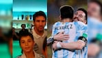 Messi y Álvarez en 2015 y en 2022. 