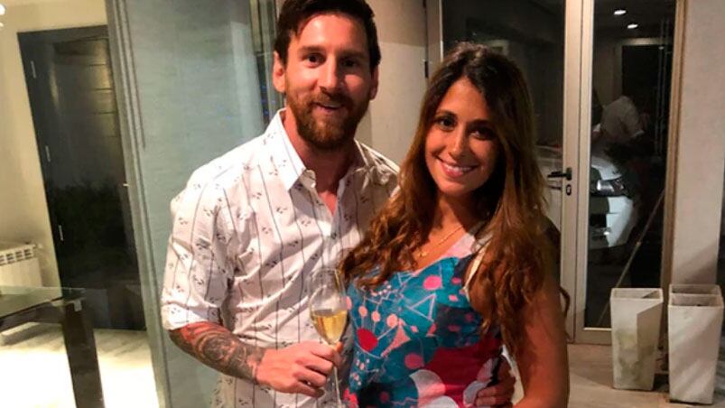 Messi y Antonela en la noche de Año Nuevo en Rosario.