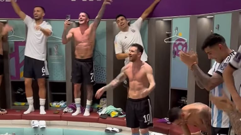 Messi y compañía, descontrolados en el vestuario del estadio Lusail.