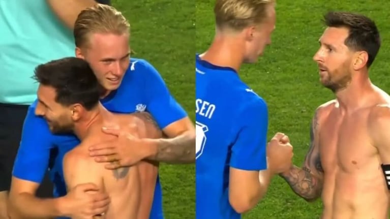 Messi y el hijo de Eidur Gudjohnsen.