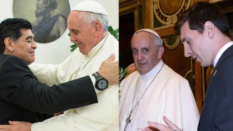Messi y Maradona visitaron a Bergoglio en los primeros años del Papado.