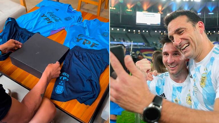 Messi y Scaloni sorprendieron al ciclista cordobés Lito Oviedo.
