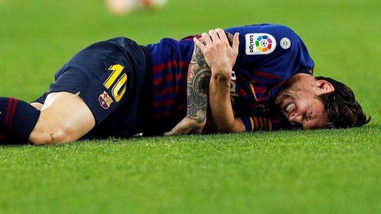 Messi y su lesión en el partido ante el Sevilla.