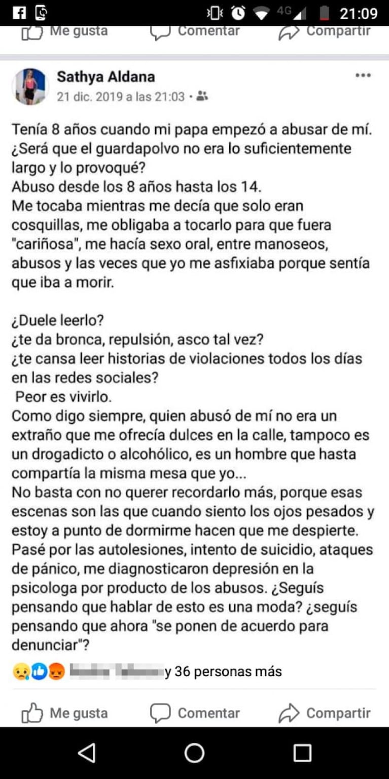 “Mi hija se suicidó por los abusos de su padre”: la última nota a la mamá de Sathya