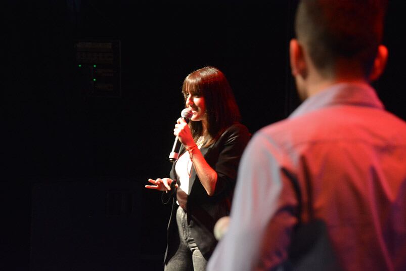 Micaela Levitt y el Chino Gaitán, de Ciudad.com, la página de espectáculos líder del país. Foto: Sergio Díaz.