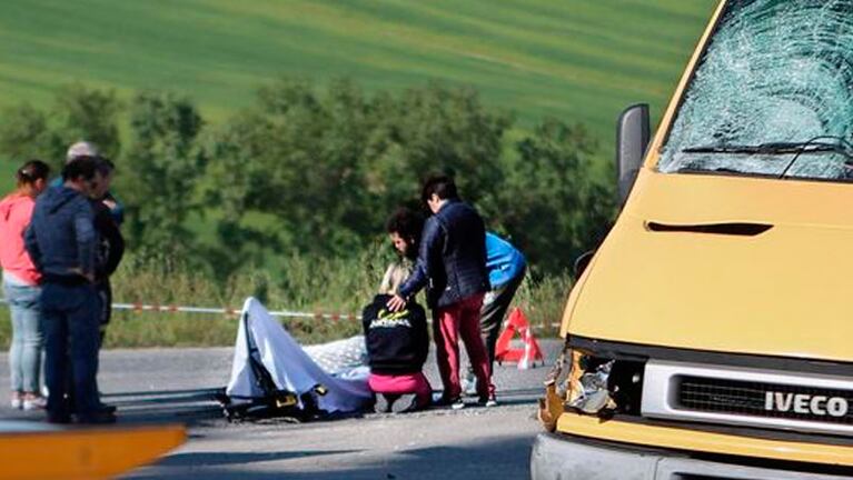 Michele Scarponi murió atropellado por un camión en Filottrano, Italia. 