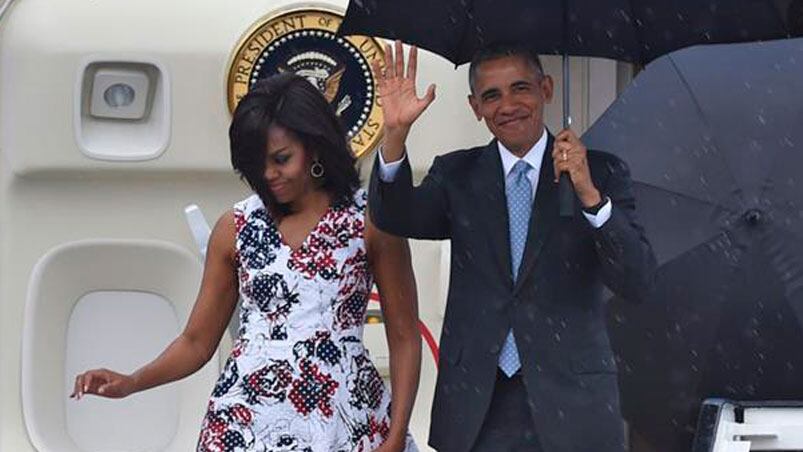 Michelle Obama lució un modelo de Carolina Herrera.