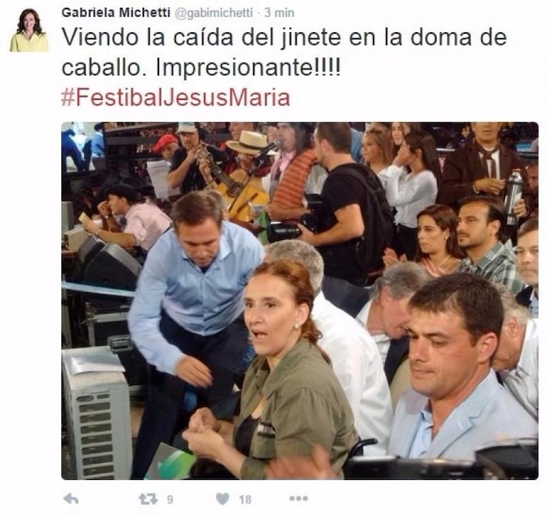 Michetti disfrutó la doma en el Festival de Jesús María