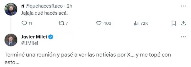 Milei se metió en una discusión futbolera en Twitter y descolocó a todos