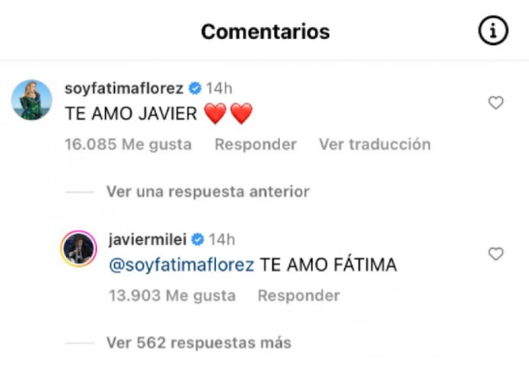 Milei y Fátima Florez se declararon su amor en las redes: el video
