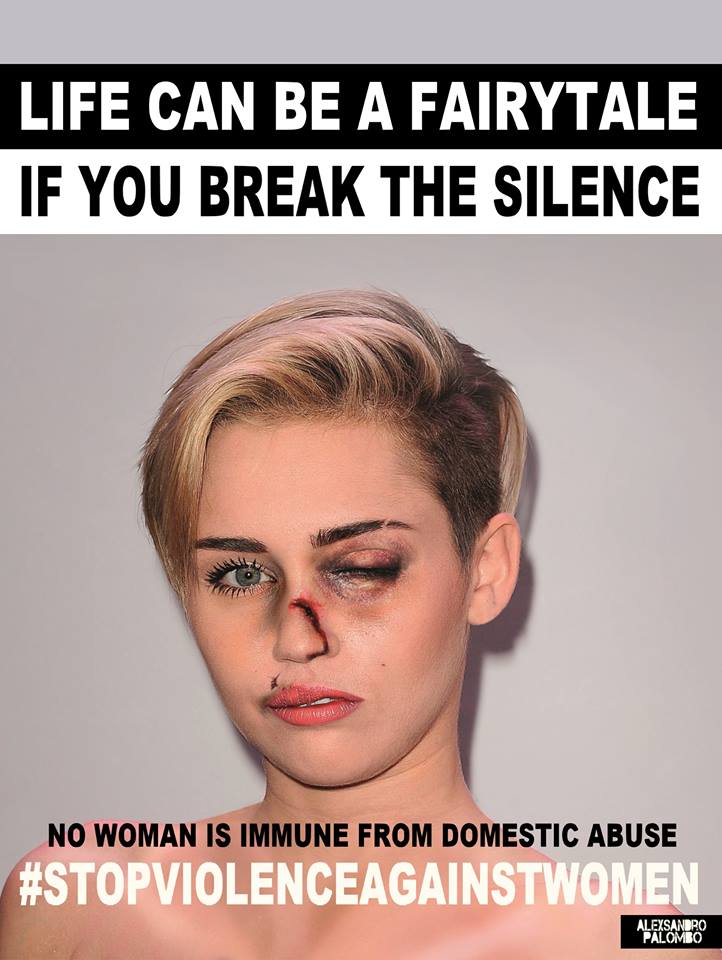 Miley Cyrus. Romper con el silencio. “Basta de violencia” dice la campaña. 