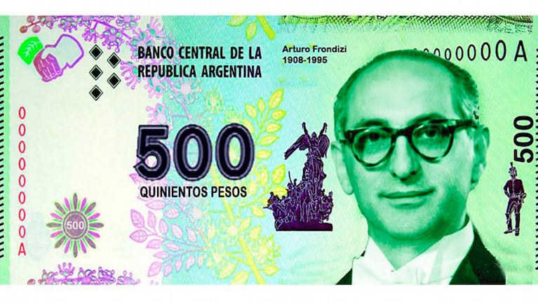 Militantes del PRO habían propuesto a Arturo Frondizi en la emisión del billete de 500 pesos.