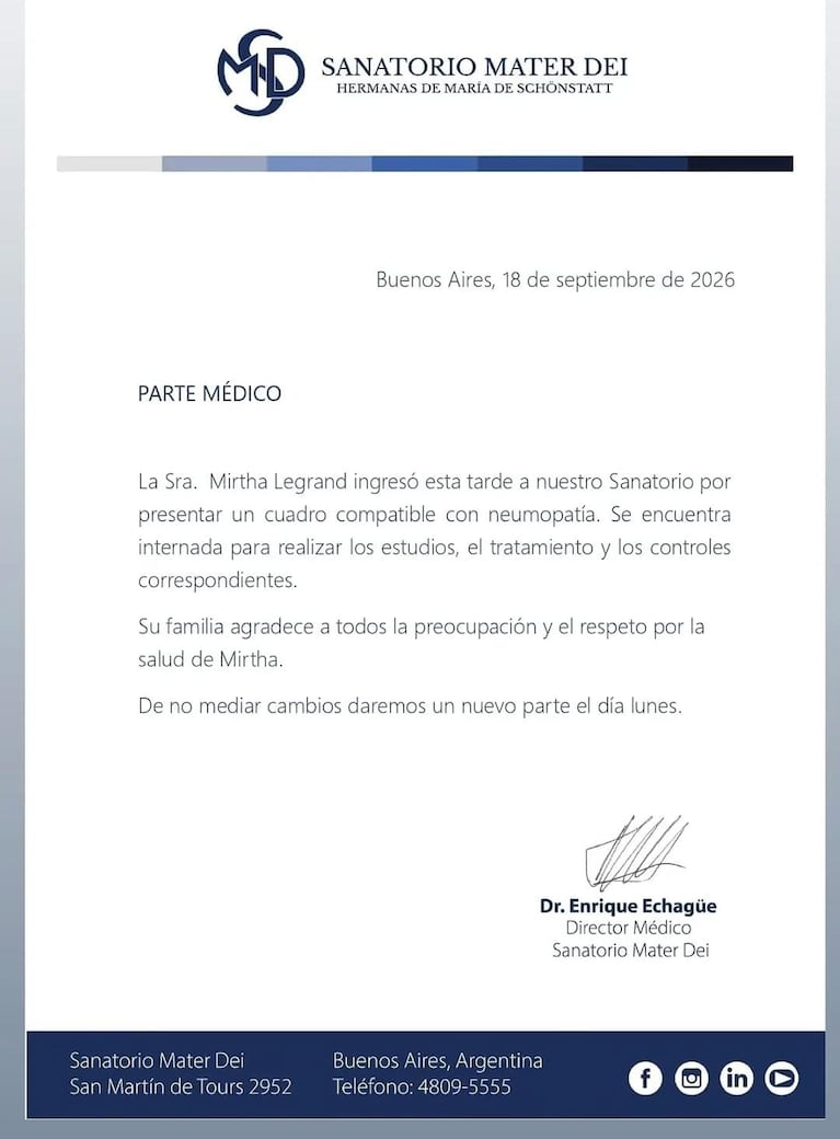 Mirtha Legrand volvió a ser internada: cómo sigue su estado de salud