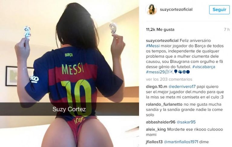 Miss Bumbum saludó a Messi por el cumpleaños y ¡criticó a Antonella!