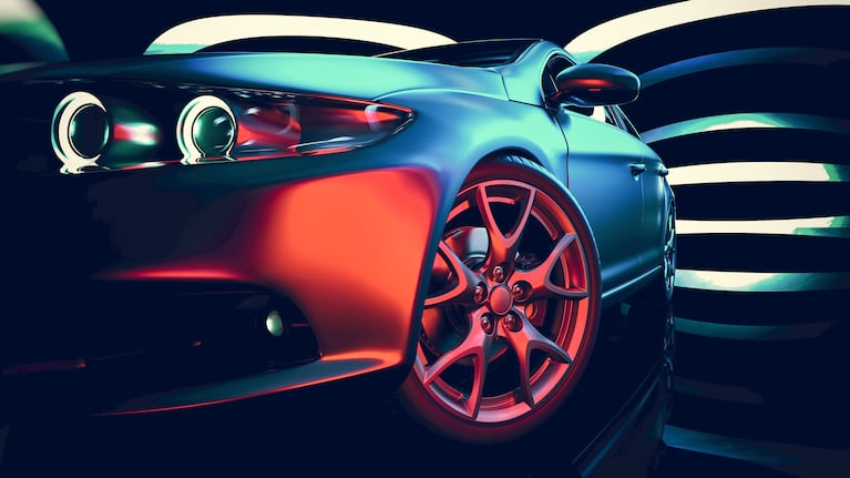 Modern cars are in the showroom.