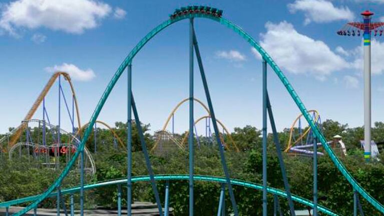 Montaña rusa de Wonderland del parque de atracciones de Texas.