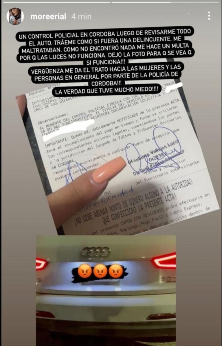 More Rial enfureció por una multa de la Caminera: su fuerte denuncia