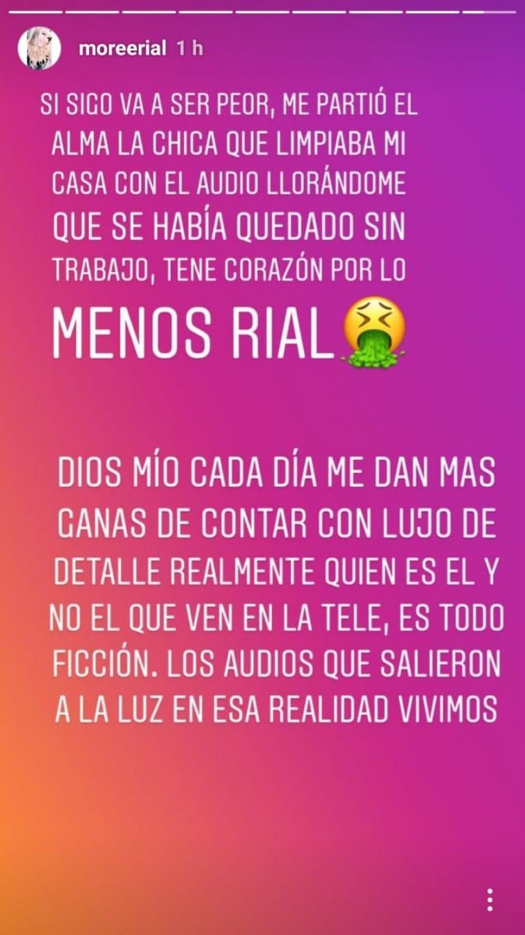 Morena Rial volvió a atacar a su papá: “No tengo para comer”