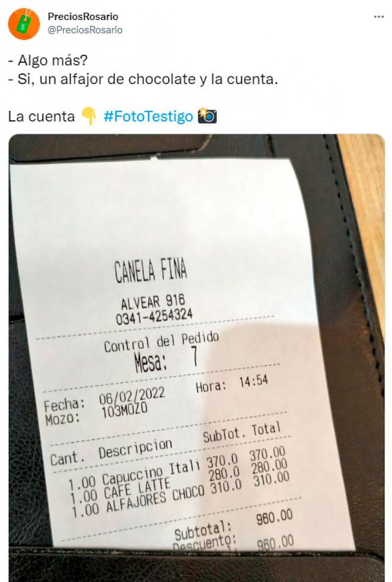 Mostró lo que gastó en un bar y se volvió viral: el precio del alfajor causó revuelo