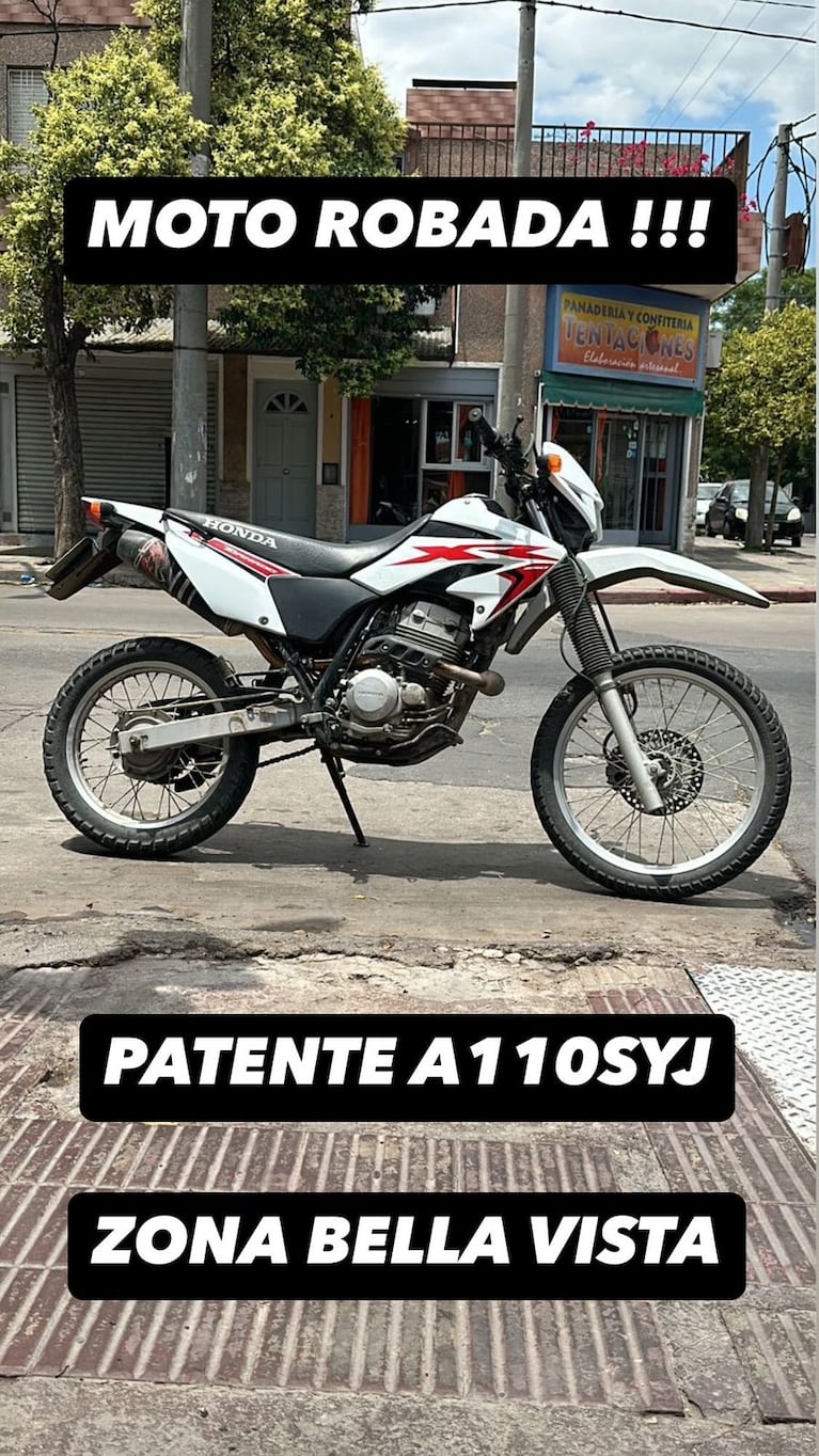 Moto robada en la zona de barrio Bella Vista. 