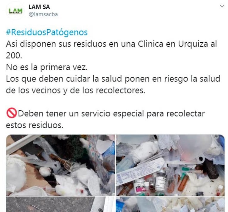 Multan a una clínica por tirar residuos patógenos a la calle: el reclamo de los recolectores