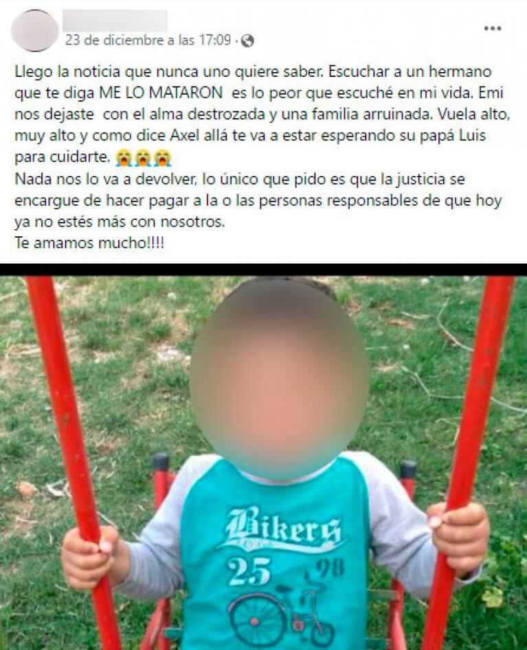 Murió a causa de los golpes en la cabeza: la carta de la tía del nene