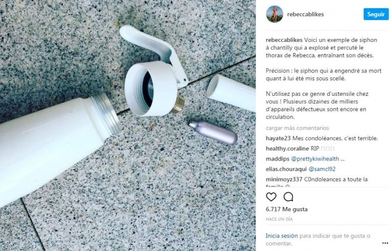 Murió la estrella de Instagram por la explosión de un sifón