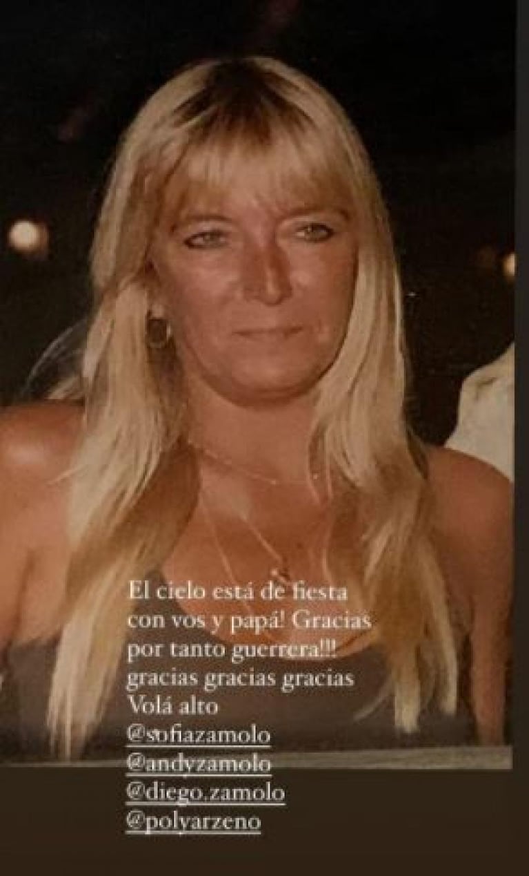 Murió la mamá de Sofía Zámolo: "No sé cómo voy a hacer sin vos"