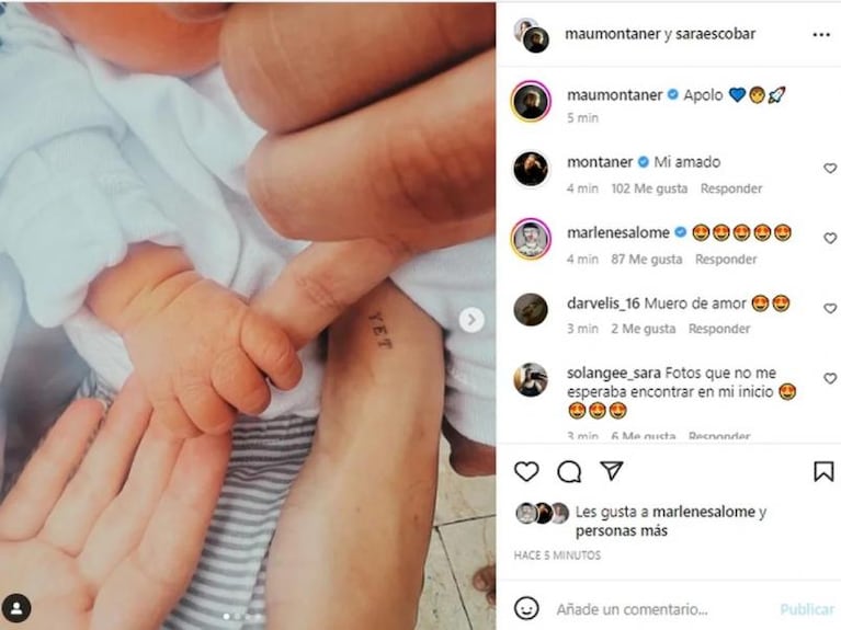 Nació el hijo de Mau Montaner y Sara Escobar: las primeras fotos del bebé