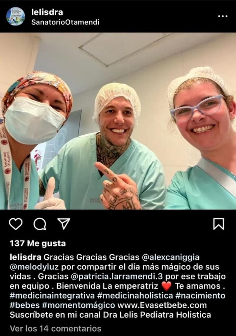 Nació la hija de Alex Caniggia y Melody Luz: "Bienvenida emperatriz"